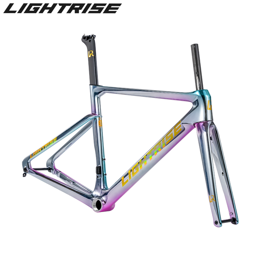 LIGHTRISE Integrated Molding Ultra Light Carbon Electroplated Silver Blue Purple Painting Road Bike Frame Disc Brake 700C T47