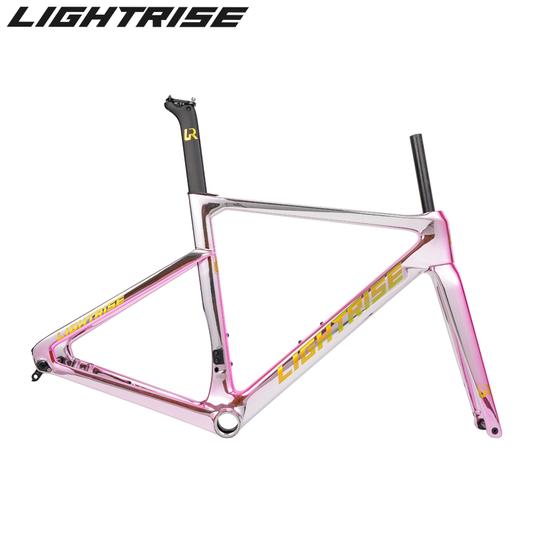 LIGHTRISE Integrated Molding Ultra Light Carbon Electroplated Electroplated Silver Pink Painting Road Bike Frame Disc Brake 700C T47