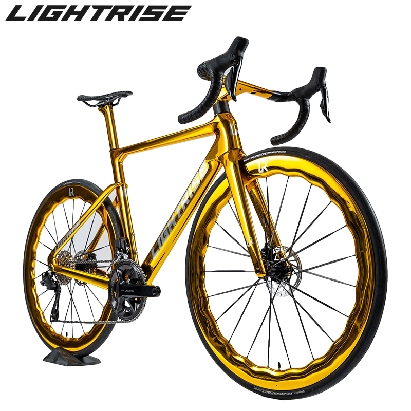 LIGHTRISE Full Carbon Electroplated Gold Painting Road Bicycle for Fast and Efficient Riding R7170 T47