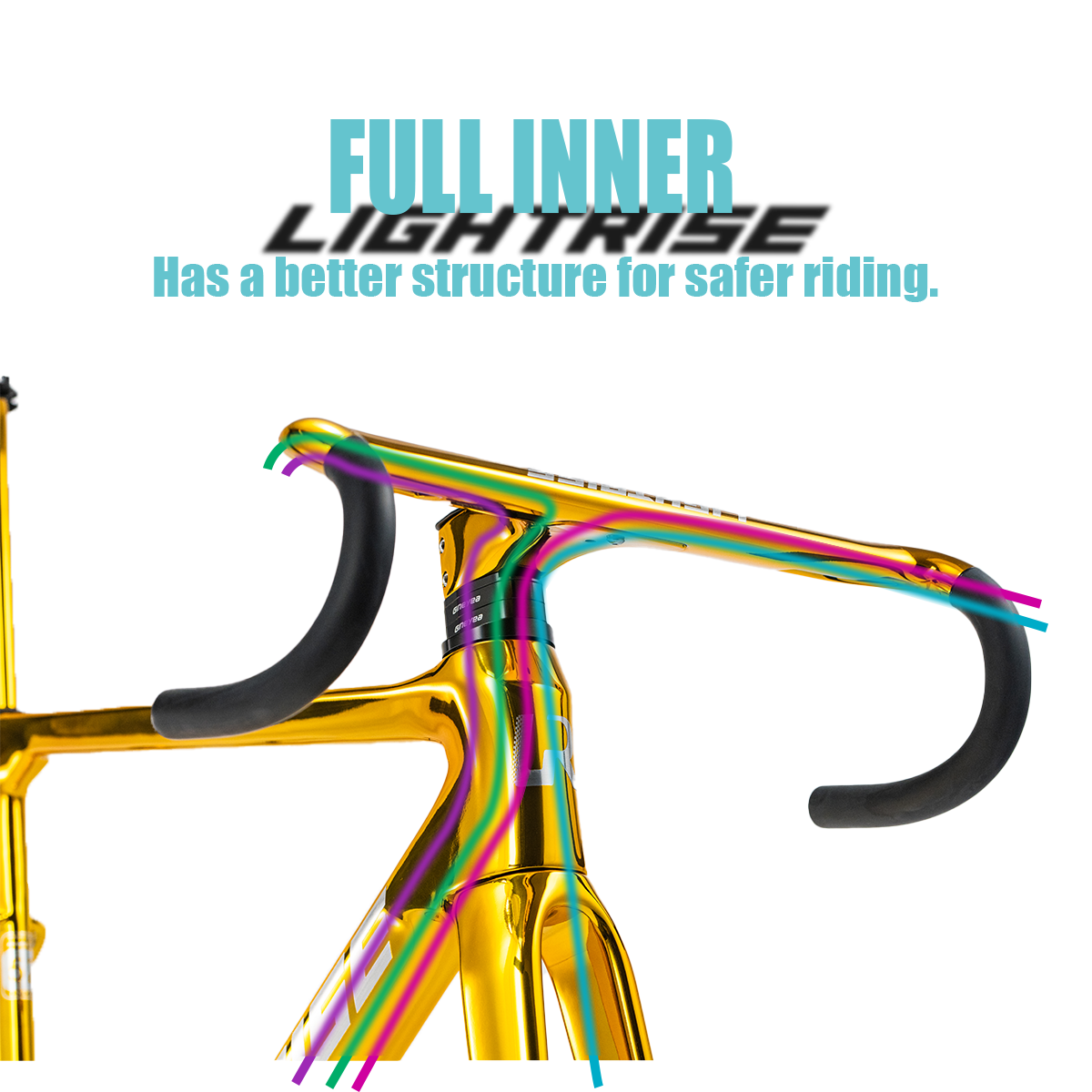 LIGHTRISE Integrated Molding Ultra Light Carbon Electroplated Ultra-iridiscent Painting Road Bike Frame Disc Brake 700C T47