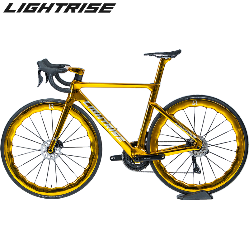 LIGHTRISE Full Carbon Electroplated Gold Painting Road Bicycle for Fast and Efficient Riding R7170 T47
