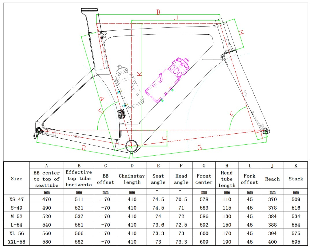 SA-HQR58 Carbon Road Bike Frameset