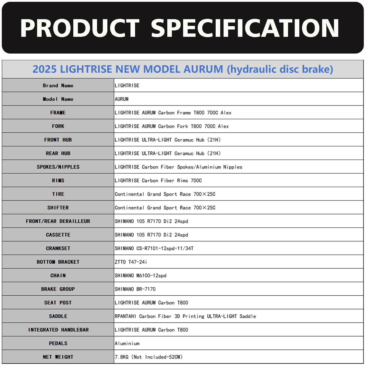 LIGHTRISE Full Carbon Electroplated Gold Painting Road Bicycle for Fast and Efficient Riding R7170 T47